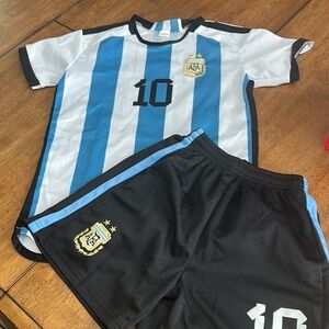 Blue and White Matching Soccer Set with Stripes
